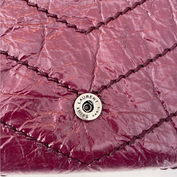 Burgundy/wine red YSL trifold wallet with coin compartment - Picture 4 of 9